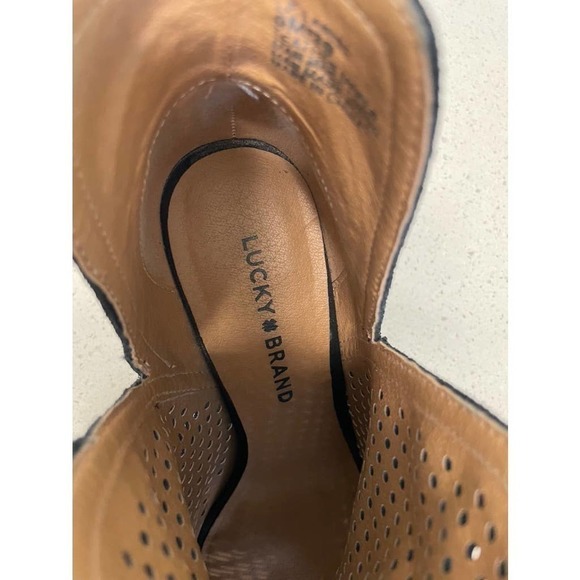 Lucky Brand Peep Toe Perforated Black Boot - Size 9 - Picture 10 of 11